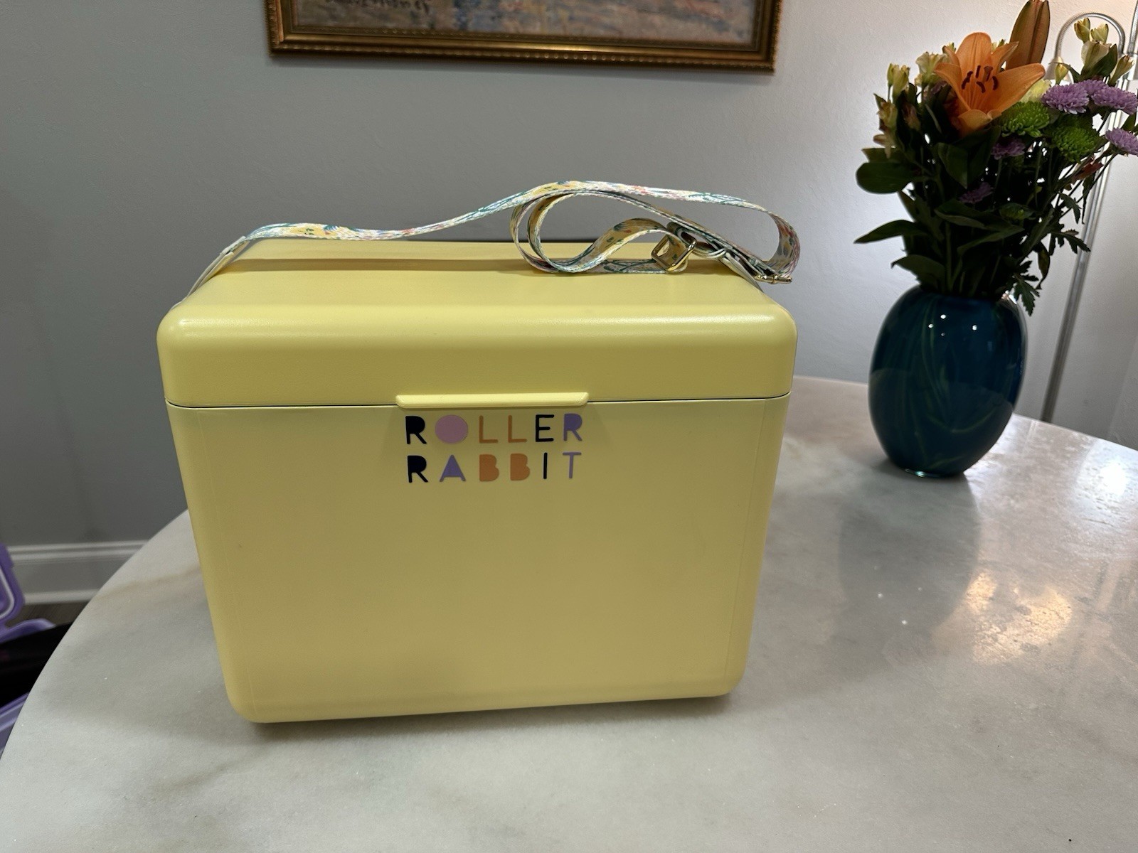 Roller Rabbit Target Yellow Hard Sided Cooler with Floral Shoulder Strap 11qt gallery