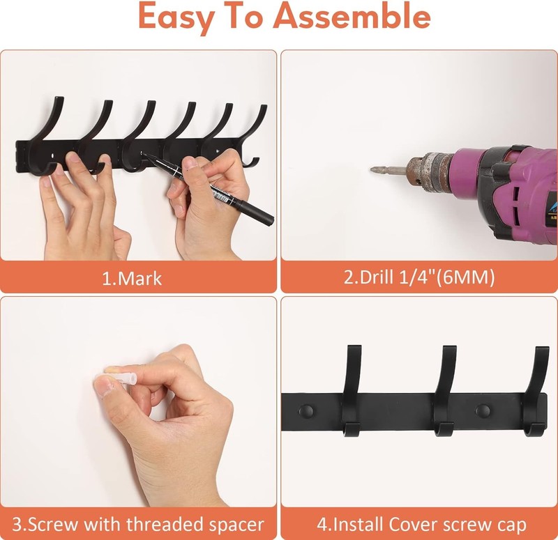 Coat Rack Wall Mount, Wall Hooks for Hanging, Entry Coat Hooks Coat Hanger, Hat gallery