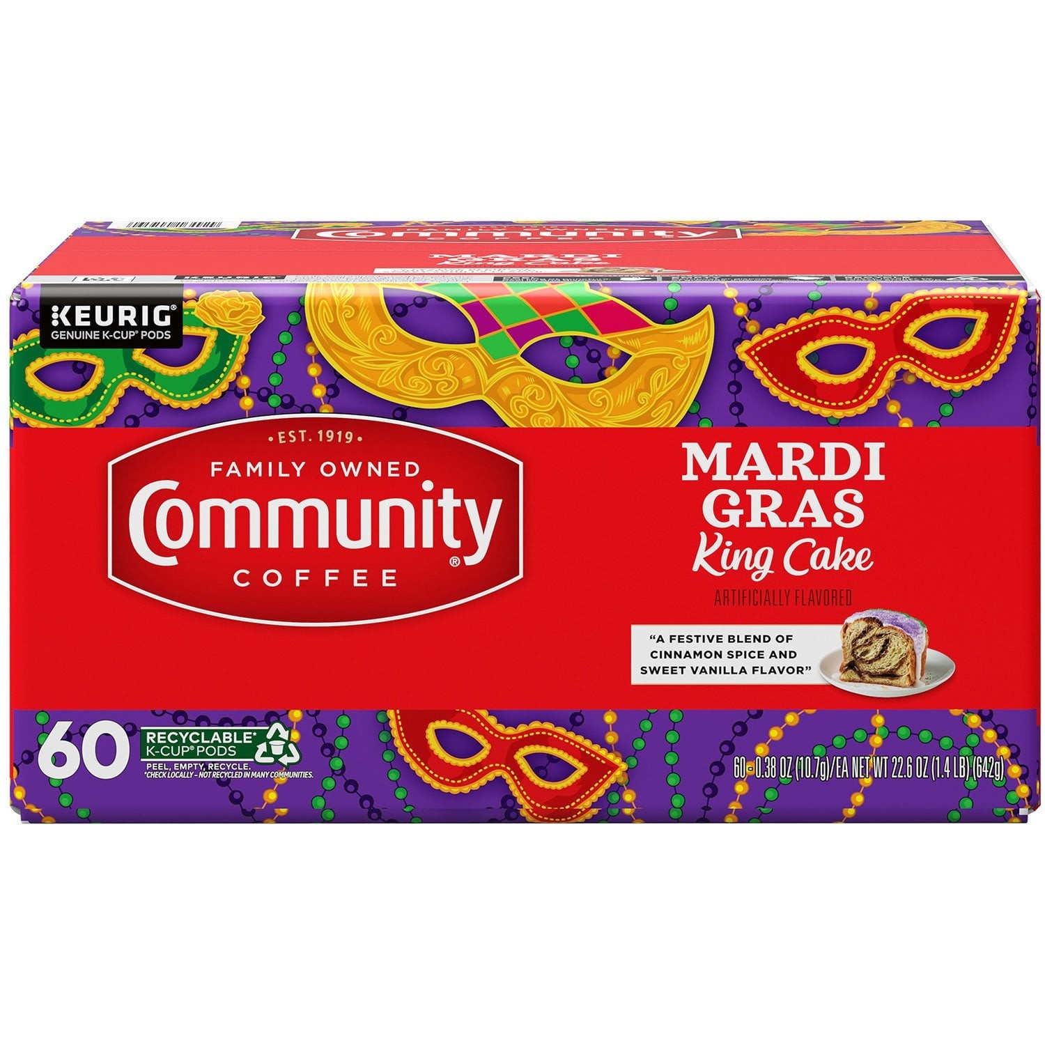 Community Coffee Medium Roast Coffee Pods, Mardi Gras King Cake, 60 ct. gallery