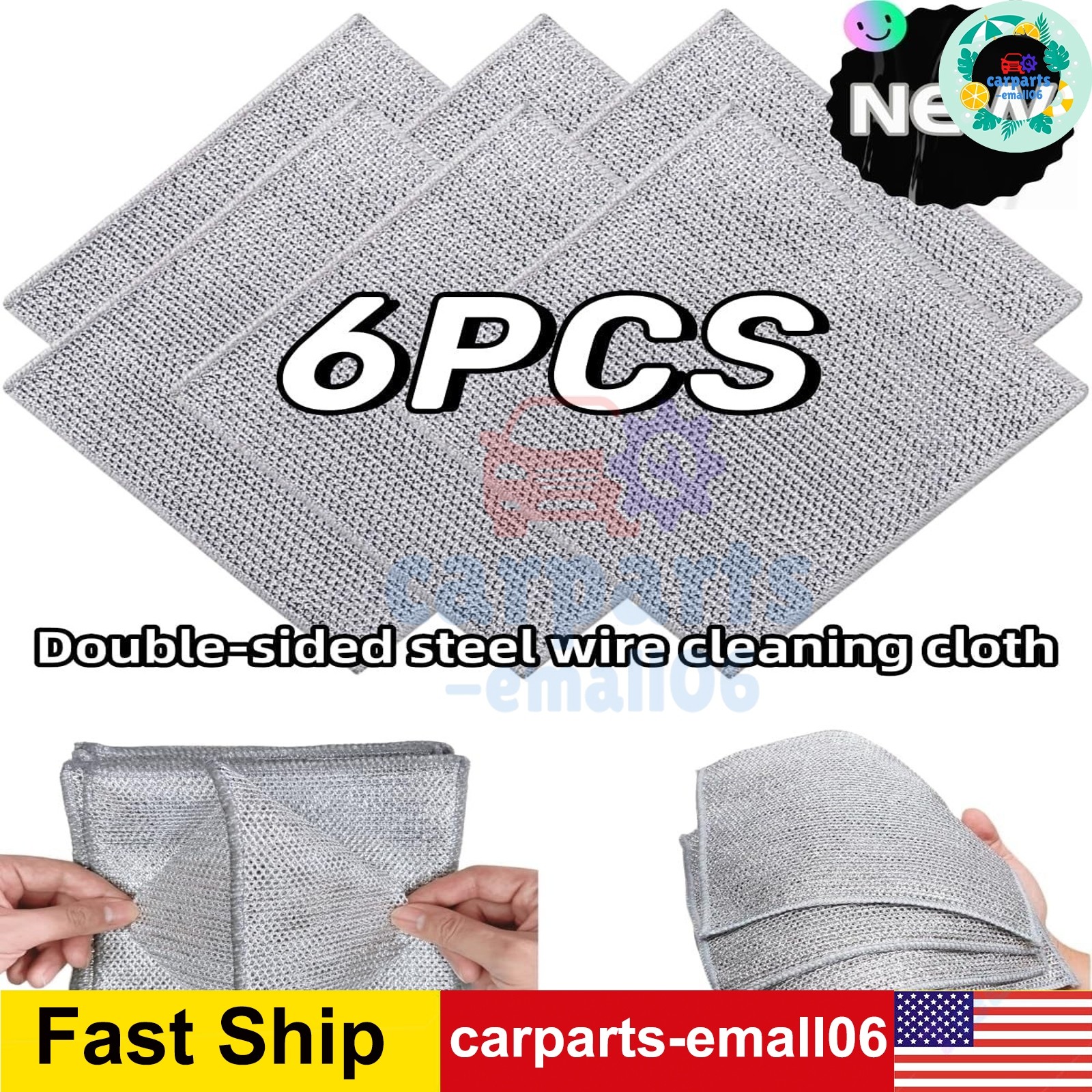 6 Pack Steel Wool Dishwashing Pads Multipurpose Mesh Dish Cloths Stainless Steel gallery