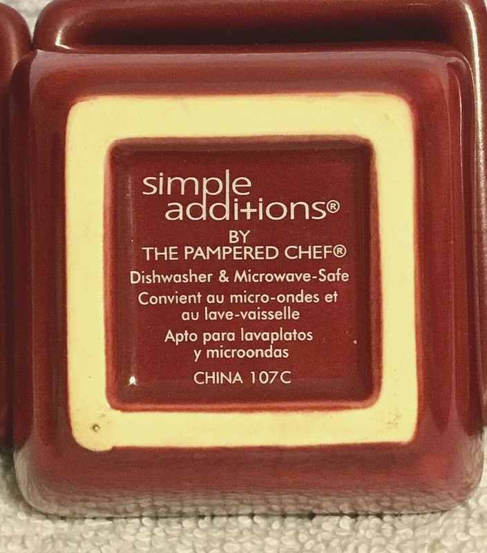 Set/4 Pampered Chef Simple Additions Petite Squares Cranberry Color Dip Bowls gallery