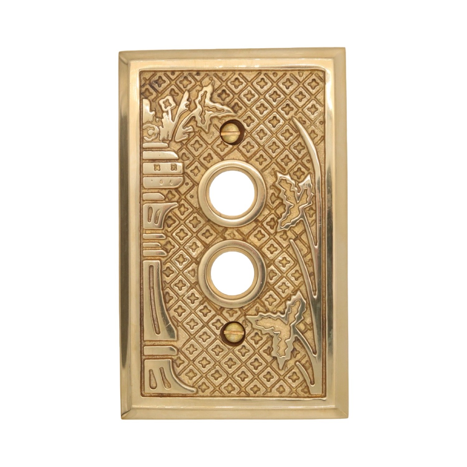 Victorian Style Single Gang Push Button Switch Cover Plate Cast Thick Brass gallery