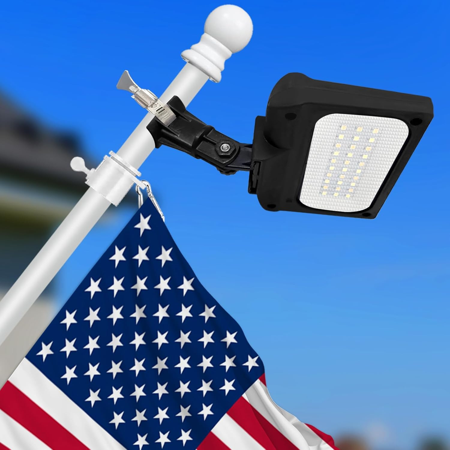 Solar Flag Pole Light, Bright White 4000K Flagpole Light Upgrade Solar Powered gallery