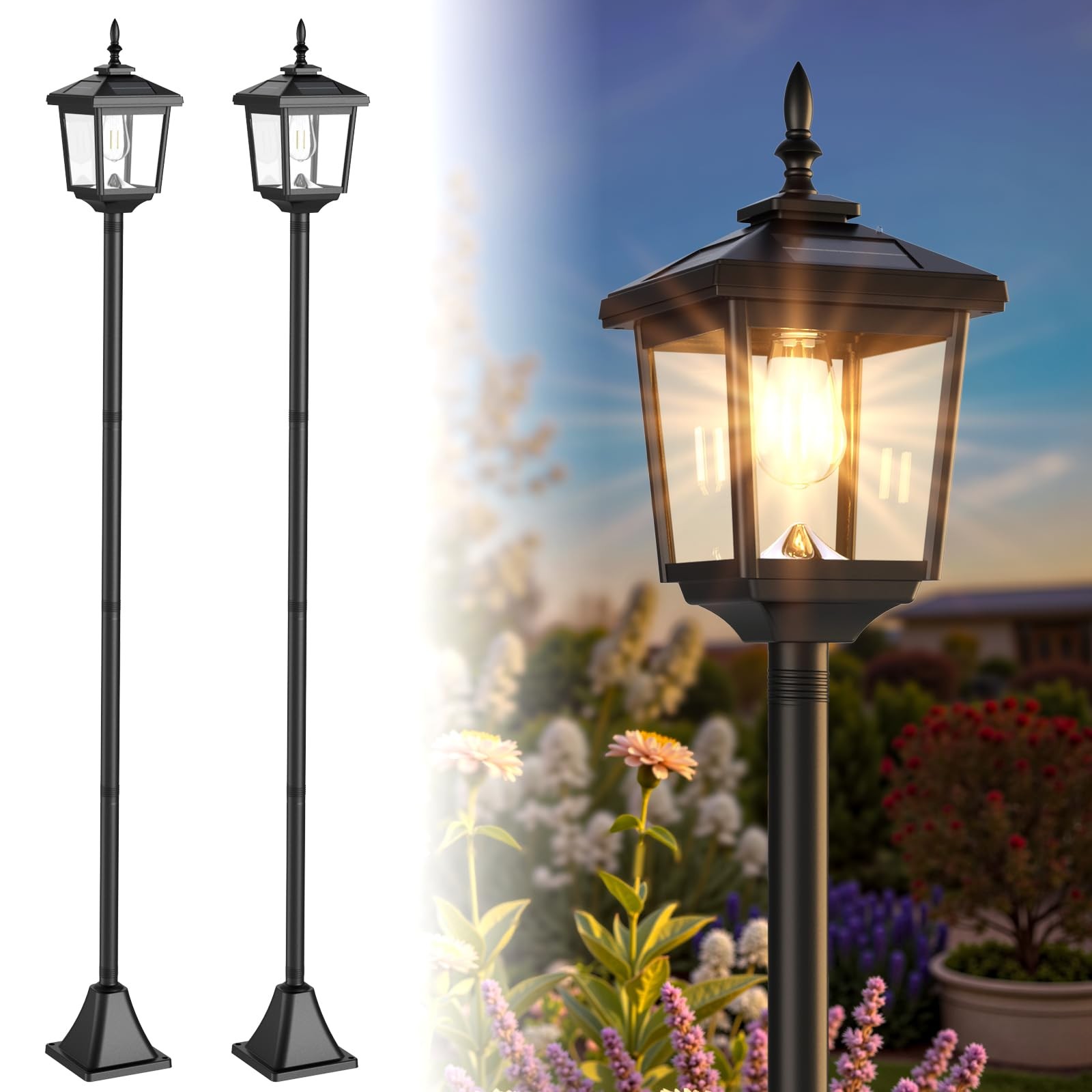 Greluna Solar Lamp Post Light Outdoor, Warm White, IP45 Waterproof Solar Post... gallery
