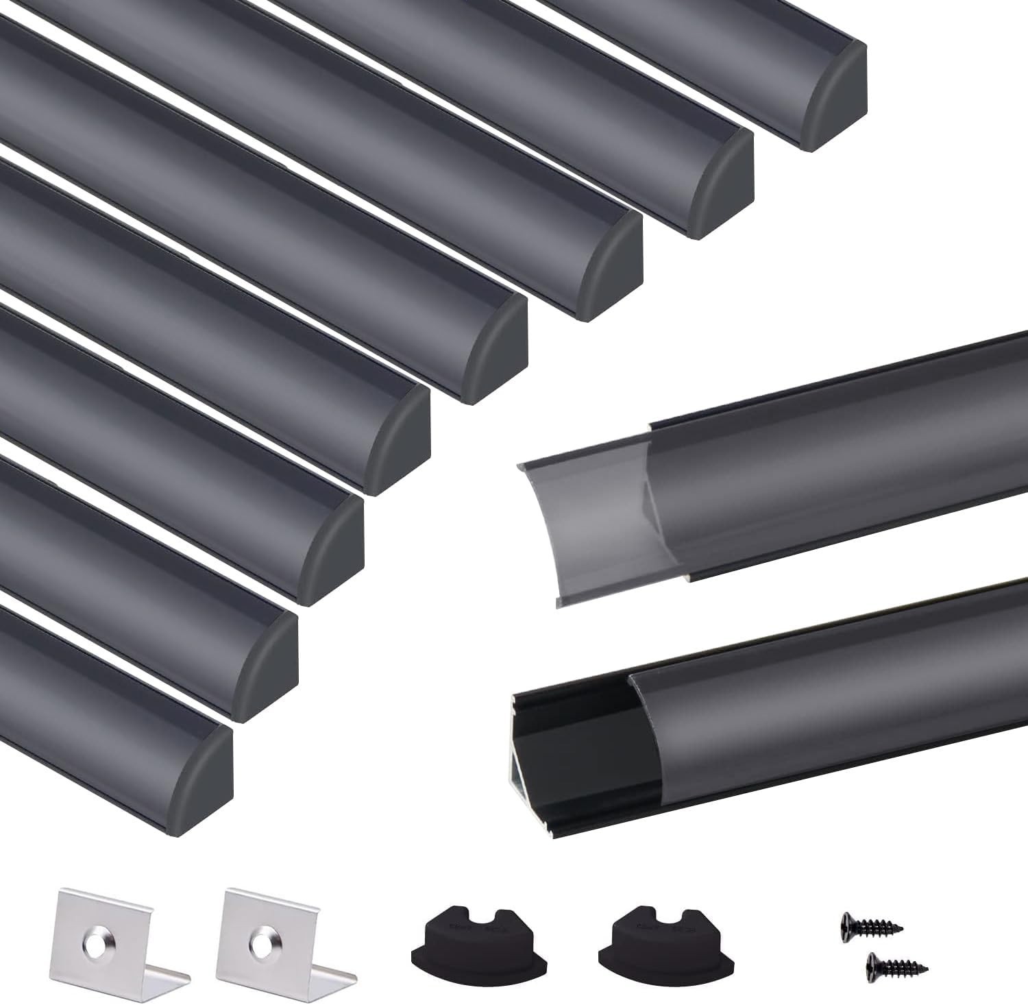 10 Pack 3.3FT V Shape LED Aluminum Channel Black Cover Diffuser Kit gallery
