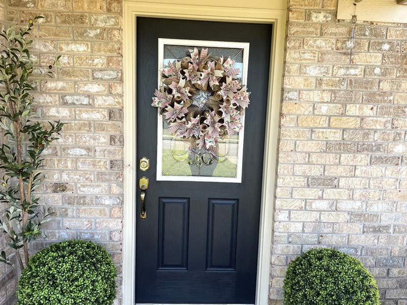 Hydrangea Gingham Spring Summer Fall Deco Mesh Wreath, Farmhouse Cottage Decor gallery