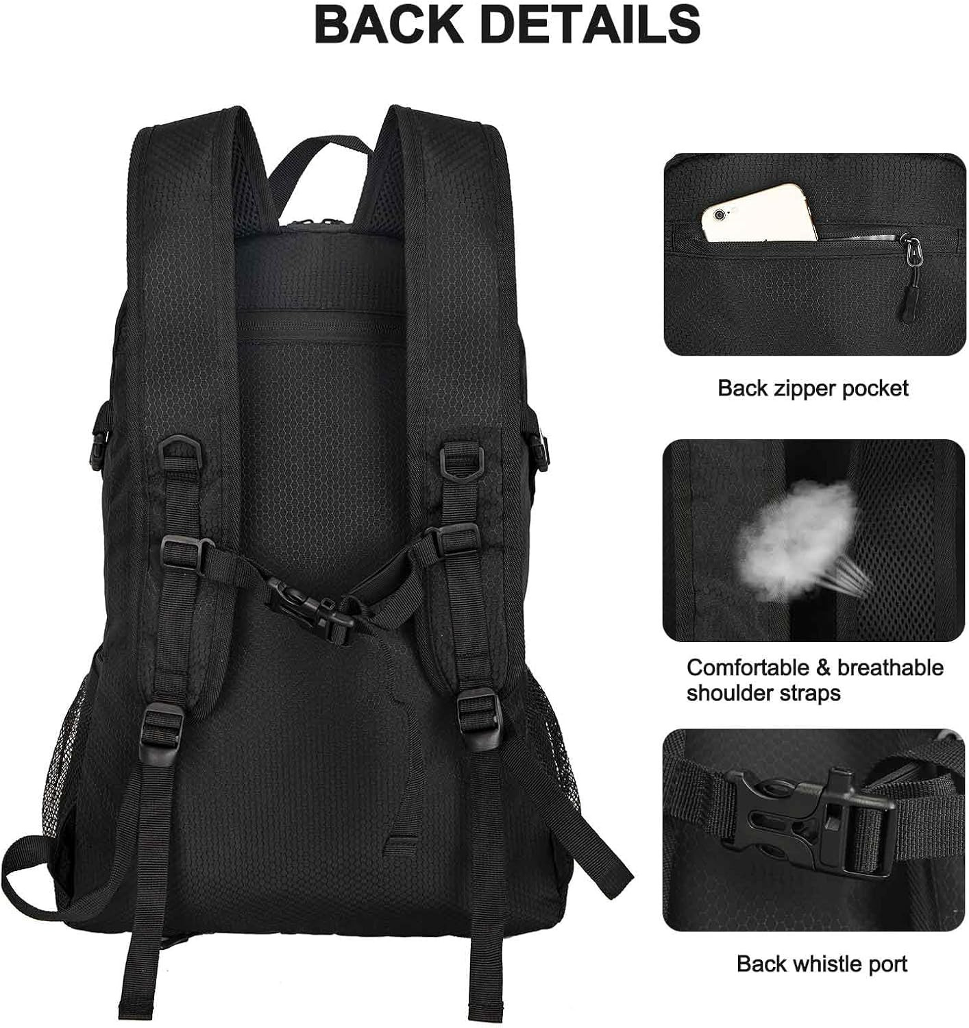 45L Hiking Backpack Lightweight Foldable, Waterproof Camping Backpack with Rain 4