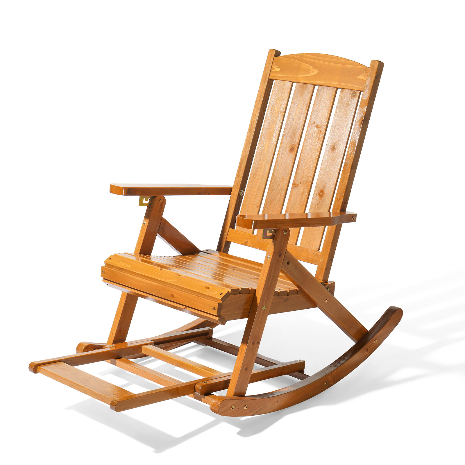 Porch Rocker Adjustable Wooden Rocking Chair w/ Retractable Pedal for In/Outdoor gallery