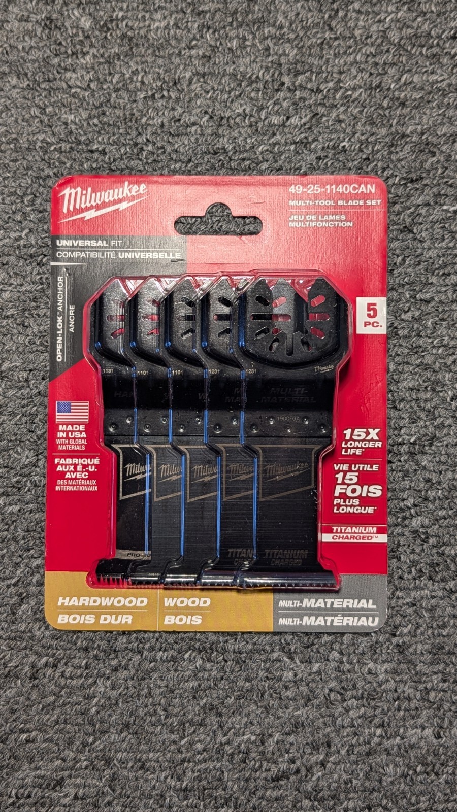 49-25-1140CAN Milwaukee Multi Tool Blade Set 5 Pack Incl Titanium Charged gallery