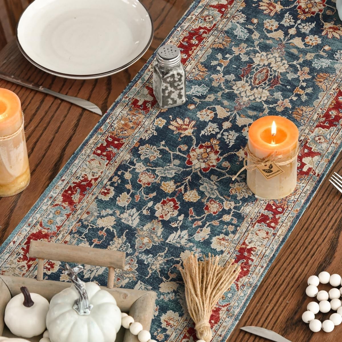 Bohemia Style Boho Table Runner, Seasonal Rustic 13" x 48", Table Runner Red gallery