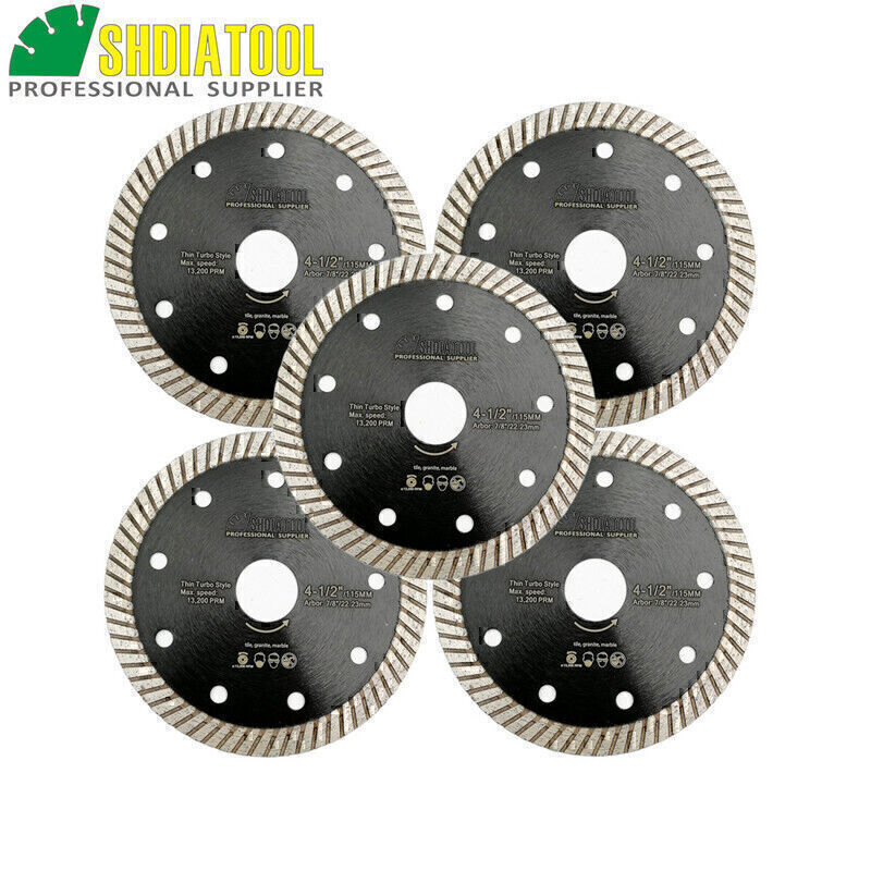 Diamond Cutting Discs Tile Marble Saw Blades 115mm Grinder Wheels 5pcs 4-1/2" gallery