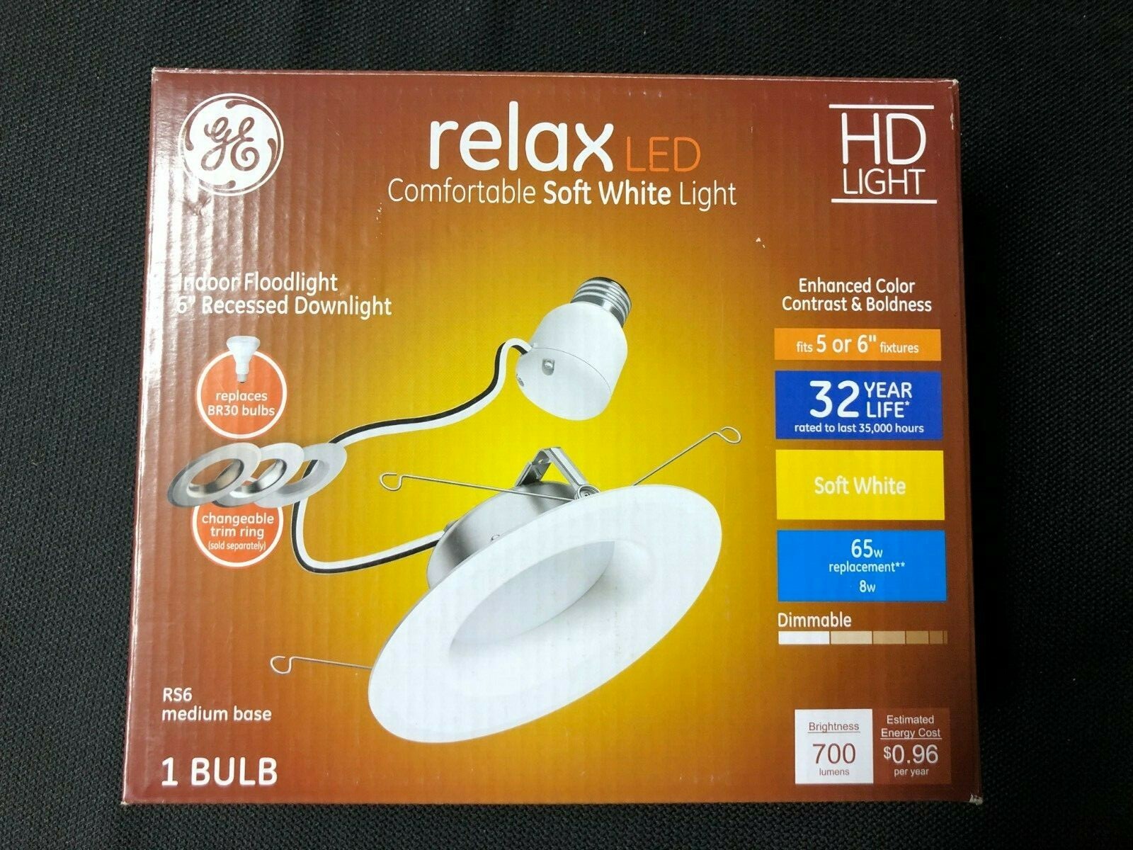 47678 GE Relax Integrated LED 5in or 6in 65Watt Equivalent White Round Downlight gallery