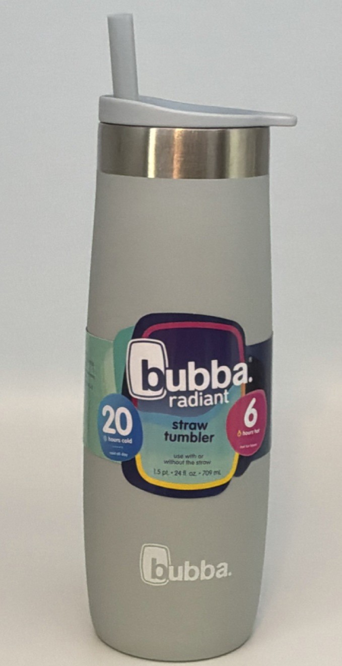 Bubba Radiant Stainless Steel Insulated Straw Tumbler w/ Lid 20oz Gray/White gallery