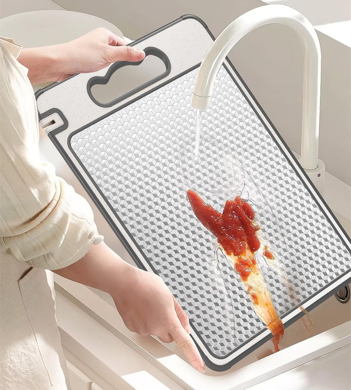 Stainless Steel Cutting Board Double-Sided Cutting Boards for Kitchen Camping US gallery