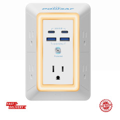 Multi Plug Outlet Surge Protector – POWSAF 5 Outlet Extender with 4 USB Ports(2