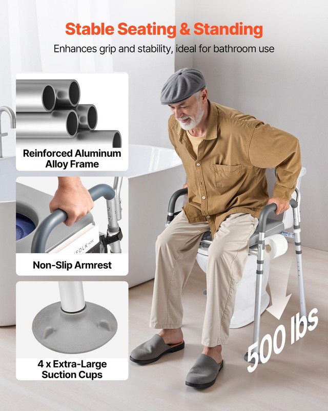 Bedside Commode Chair, 500 lbs Capacity, 4-in-1 Portable Toilet and Raised Toile gallery