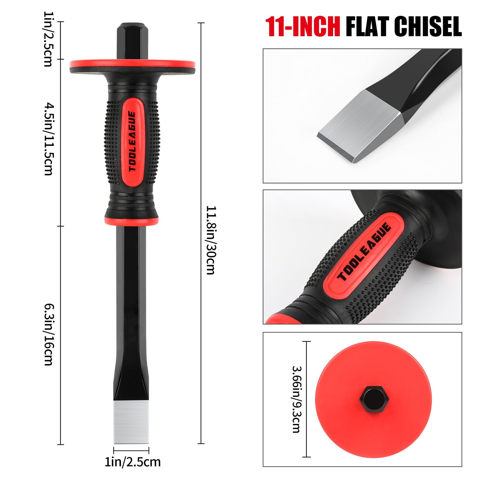 3Pcs Heavy Duty Masonry Chisel Set, Stone and Rock Tool,11-Inch Point & Flat ... gallery