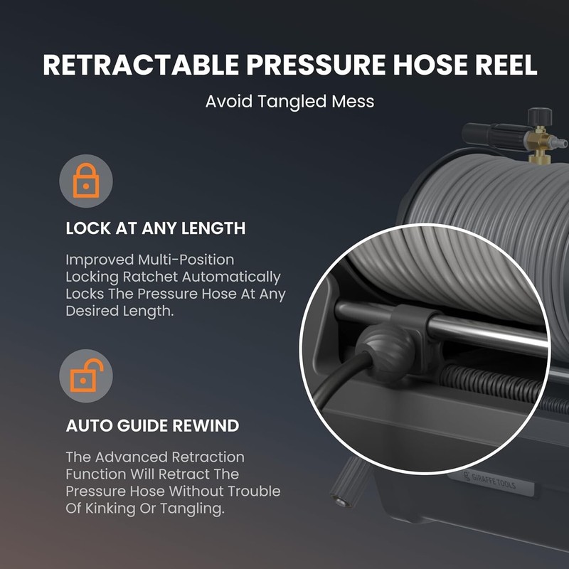 Electric Pressure Washer Wall Mount Max 2900 PSI, Ultra-Soft Hose 100FT, Plus+ gallery