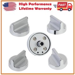 5x Gas Stove Burner Control Knobs W10594481 Stainless Steel for Whirlpool Gas Co