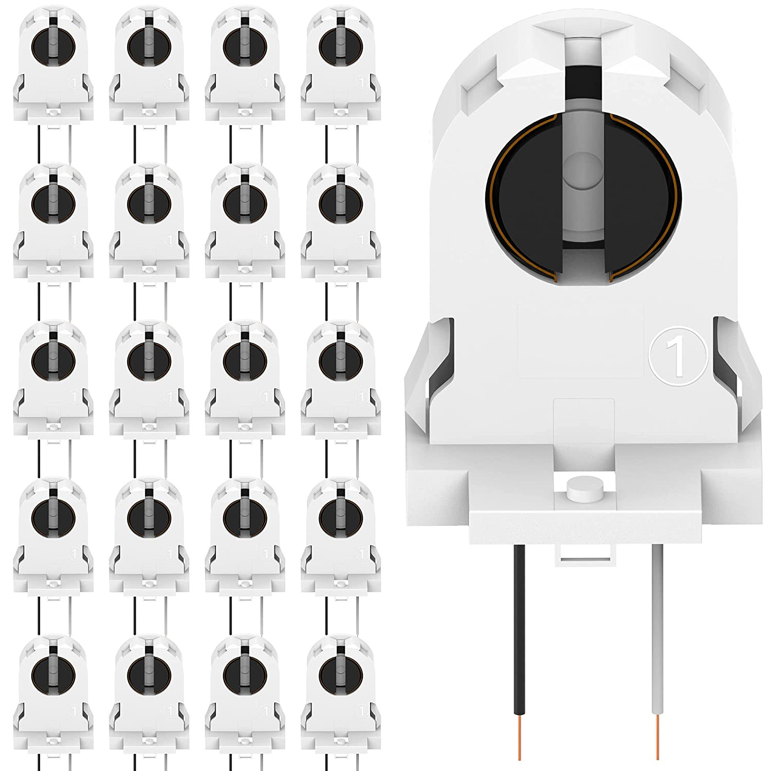 20-Pack Screw Type T8 Lamp Holder with Wires UL Non-Shunted Tombstone gallery