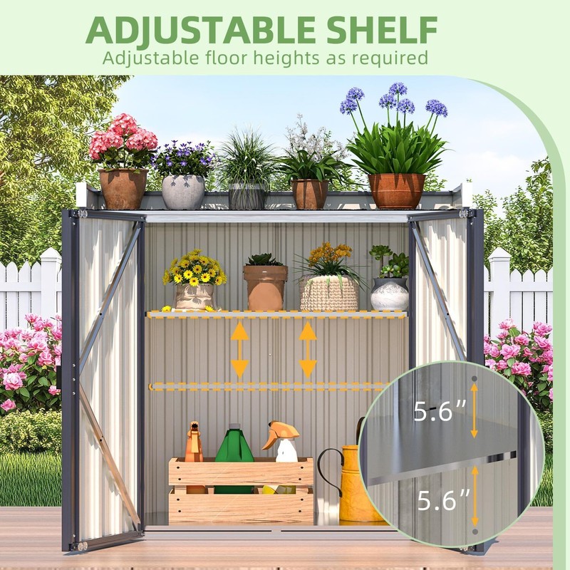 Outdoor Storage Cabinet Waterproof Potting Workbench Table with Shelves gallery