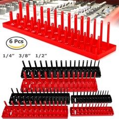 6PC Socket Organizer Tray Set Hold 90 Metric&76 SAE Socket 1/4″ 3/8″ 1/2″ Drive
