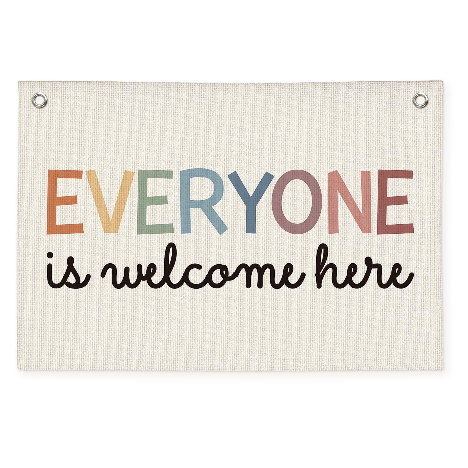 Boho Welcome Sign for Classroom - Cute Neutral Linen Canvas Banner Decor for Tea gallery