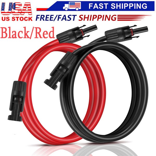 Black or Red 10AWG Solar Panel Extension Cable Silicone Flexible Wire Connectors gallery