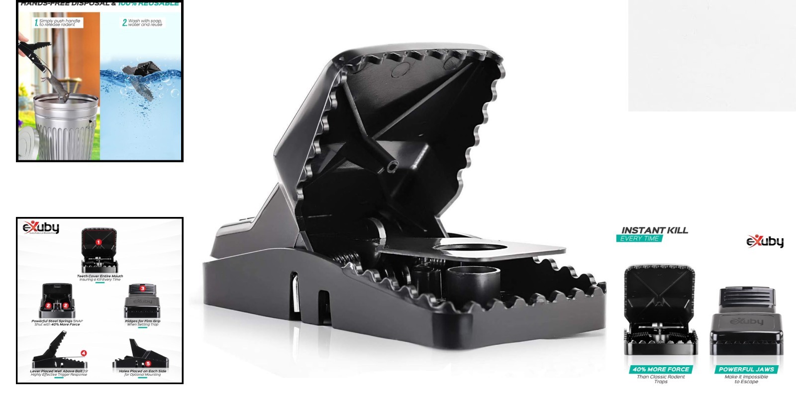 Large 4-Pack Rat Traps - Instant Kill with Reusable Design for Home Protection gallery