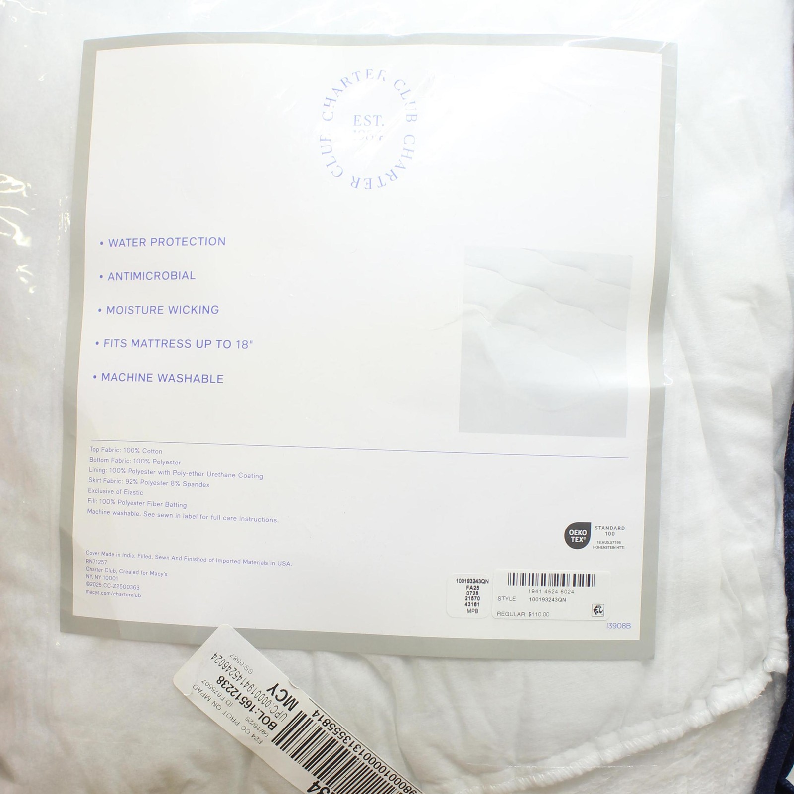 charter Club Continuous Protection Waterproof Mattress Pad LiquiDry White Queen gallery