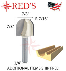 Tideway Carbide PRO LC05041404 7/8″ Wide Round Nose 1/4″ shank router bit