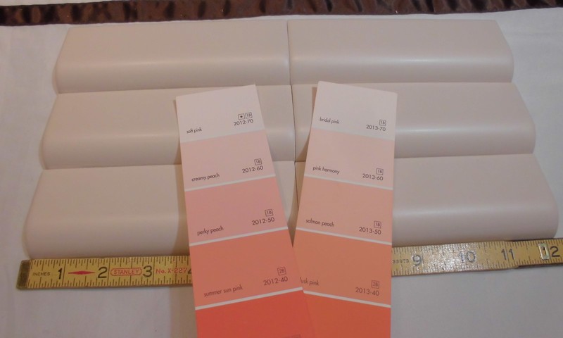 1 pc. Matte *Soft Pink* Ceramic Radius/Mudd Cap Bullnose Trim Florida Tile, New gallery