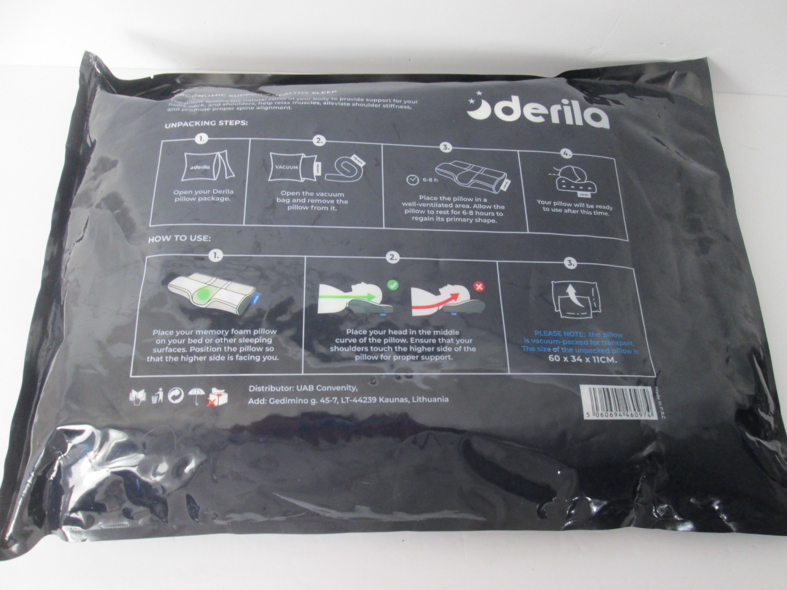 NEW Derila Ergonomic Memory Foam Pillow For Perfect Sleep Genuine King Size gallery