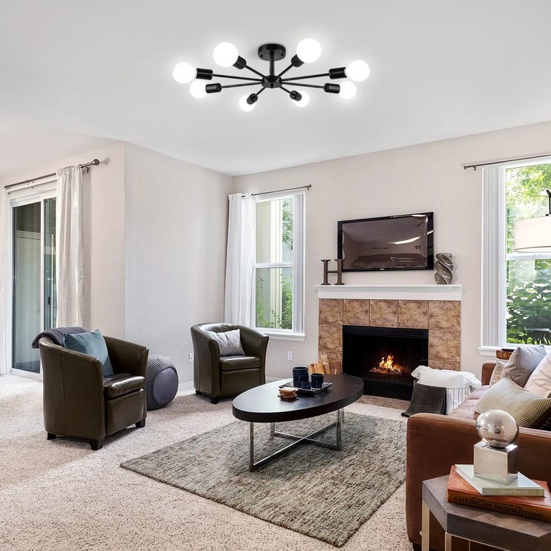 23,62 inch Semi Flush Mount Ceiling Light 8-Lights Modern Chandelier Black gallery