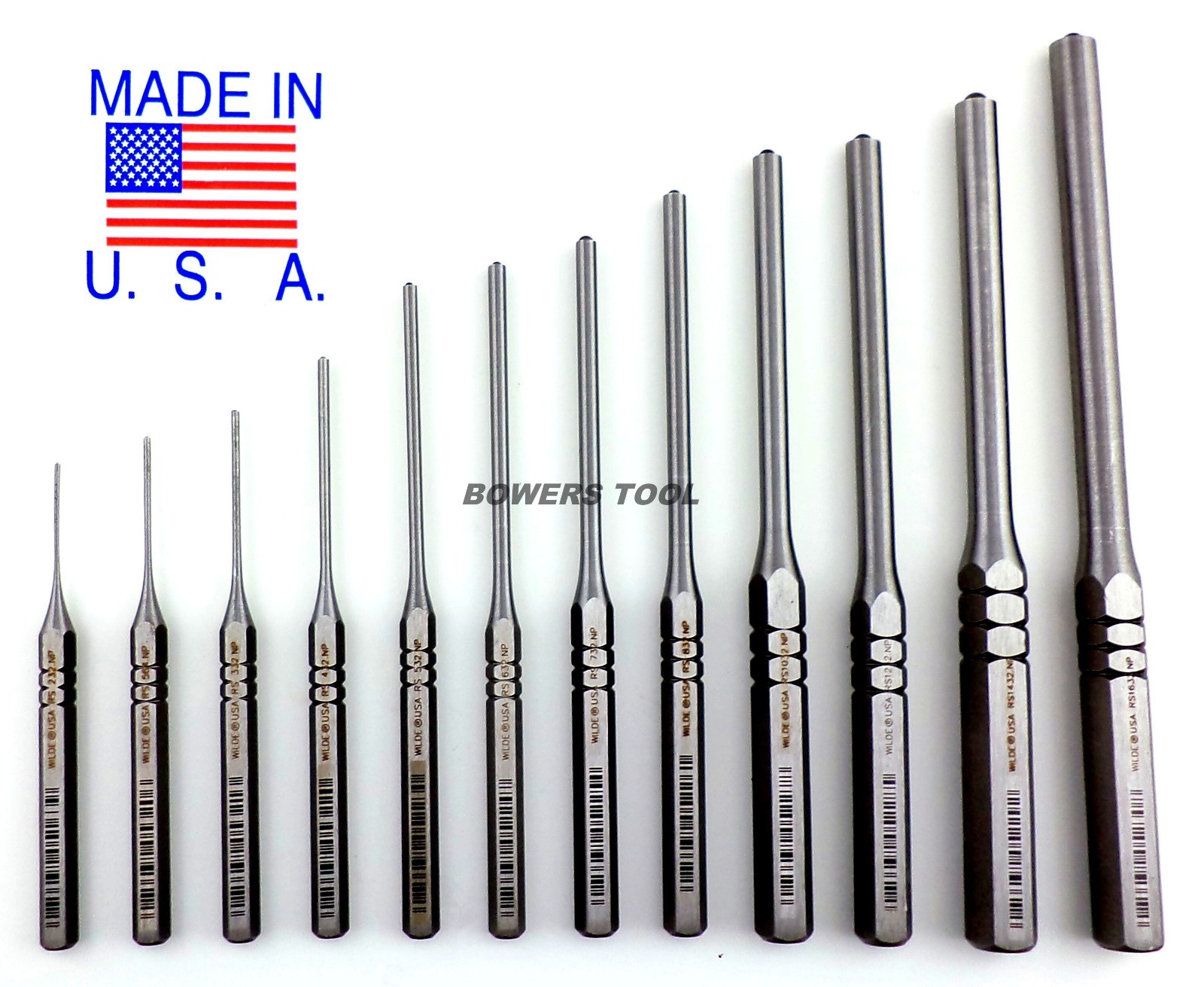 Wilde Tool 12pc Professional Roll Pin Spring Punch Set MADE IN USA w Pouch gallery