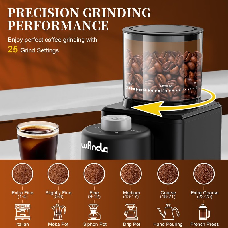 Conical Burr Coffee Grinder Electric - 200W Compact Automatic Coffee Bean Grinde gallery