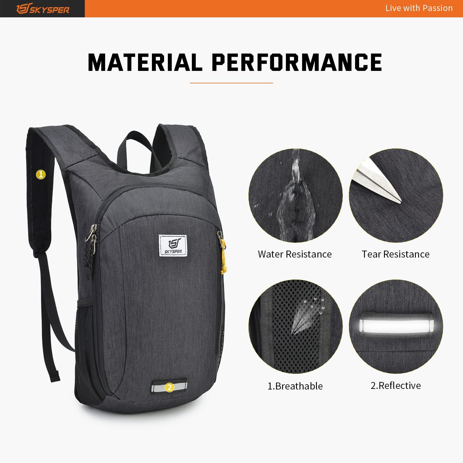 10L Small Hiking Backpack Lightweight Packable Travel Daypack Black 4