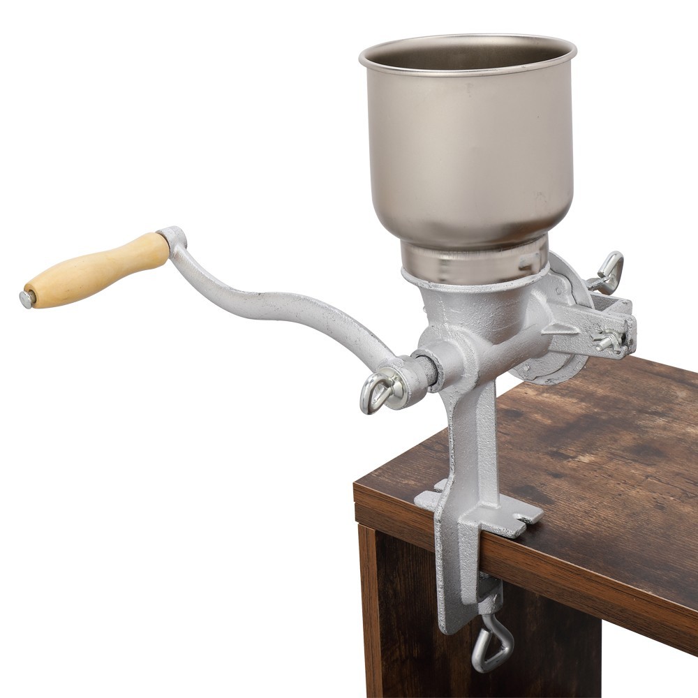 Grain Grinder Hand Cranking Operation Silver Home Use Corn Coffee Wheat Manual gallery