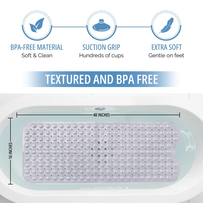 Lux Decor Collection Extra-Large 40x16" Bathtub Mat – Non-Slip Shower Mat with gallery