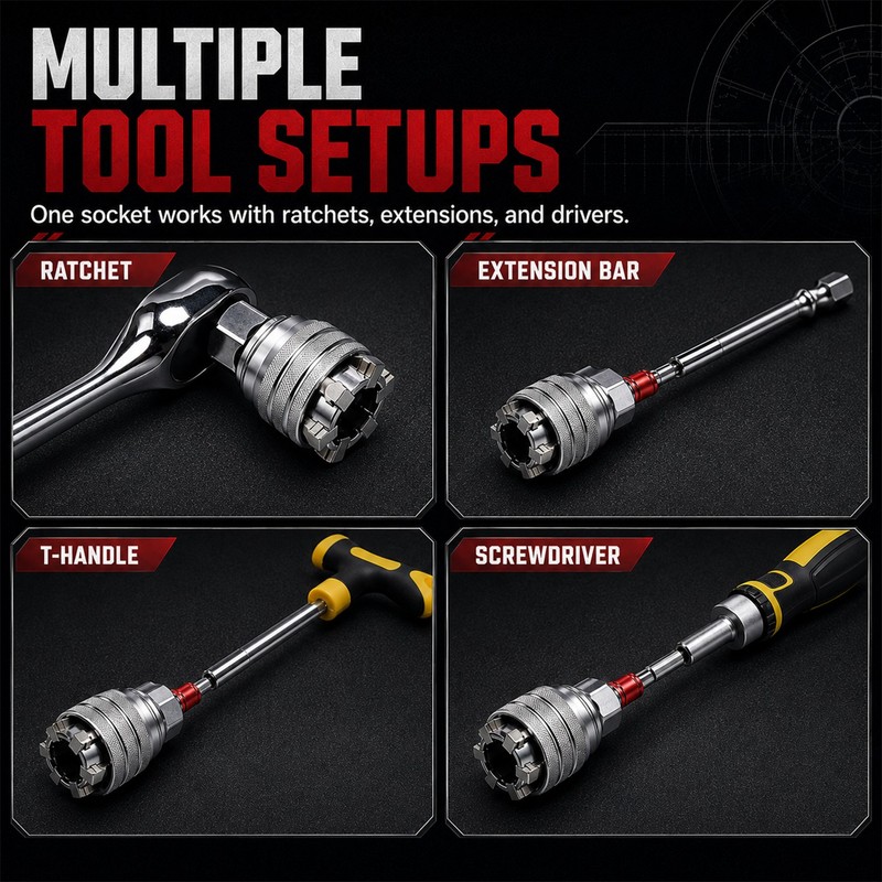 10-19mm Universal Socket Tool Adjustable Multifunction Wrench Sleeve Adapter Kit gallery