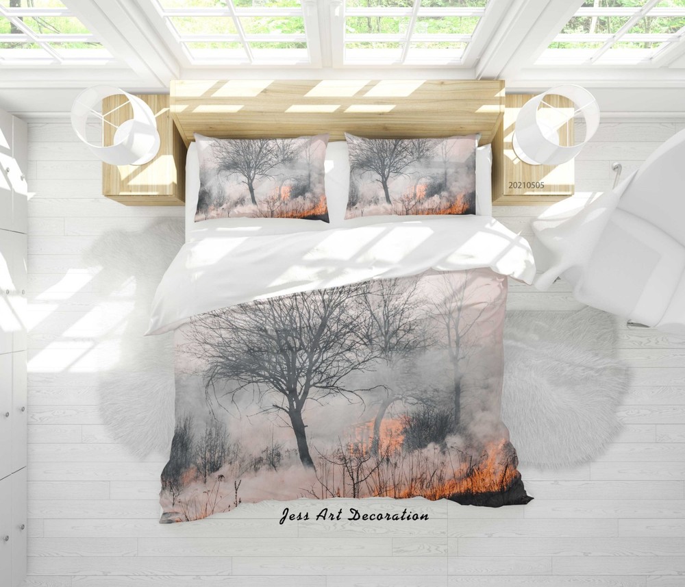 3D Forest Fire Landscape Quilt Cover Set Bedding Sets Pillowcases