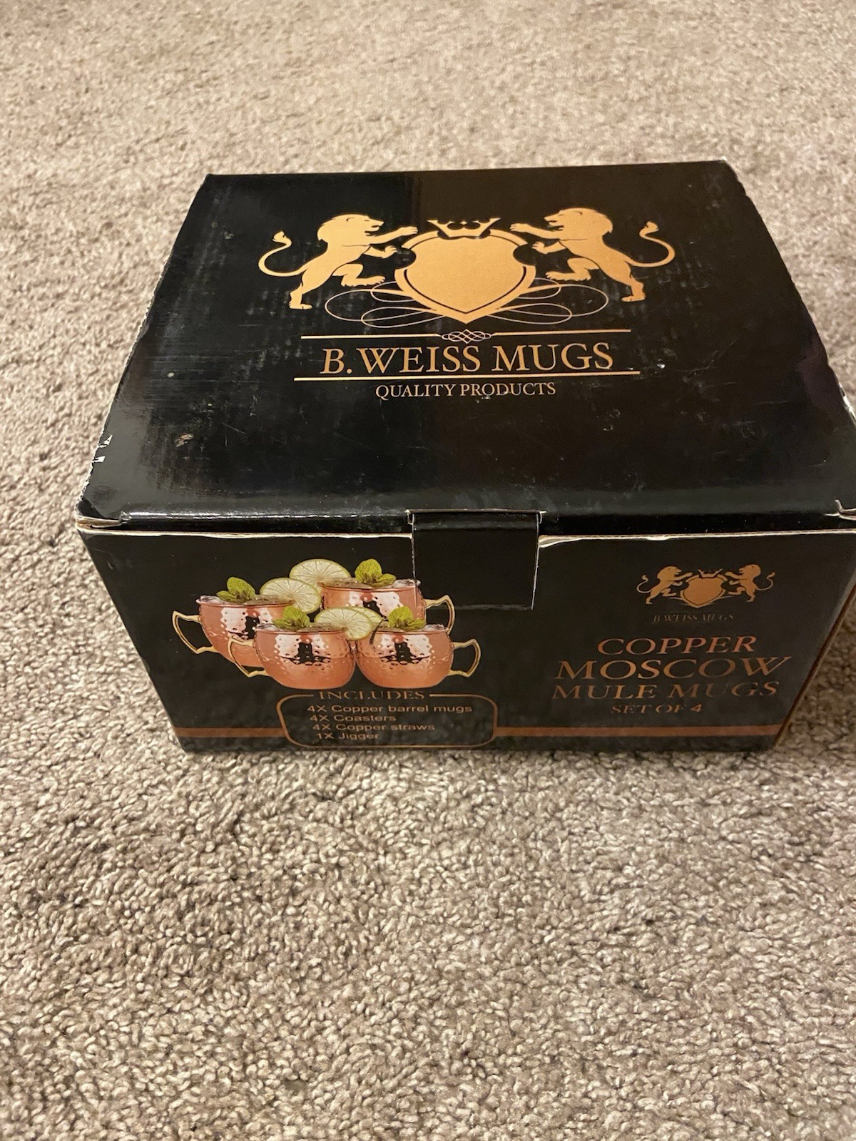 B. Weiss Mugs SET004 Hammered Copper Moscow Mule Mug Set 11pc 18oz w/ Jigger gallery