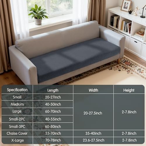 Stretch Couch Cushion Slipcovers Reversible Cushion Replacement X-Large Grey gallery