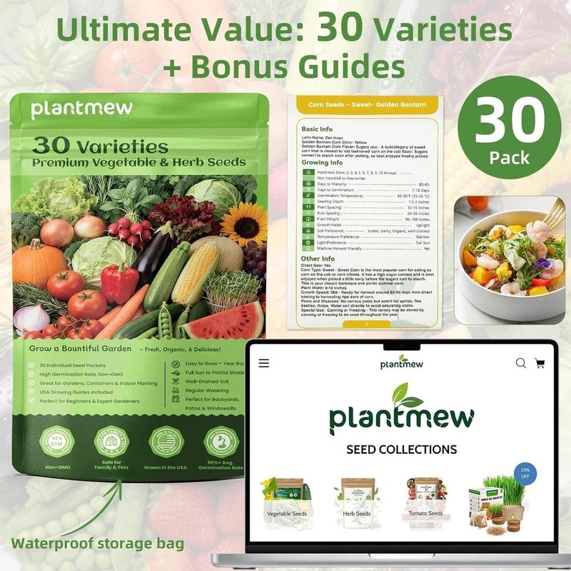 【Seed Vault】 Heirloom Vegetable Seeds Planting Kit - 15,000+ Non-GMO Seeds for H gallery