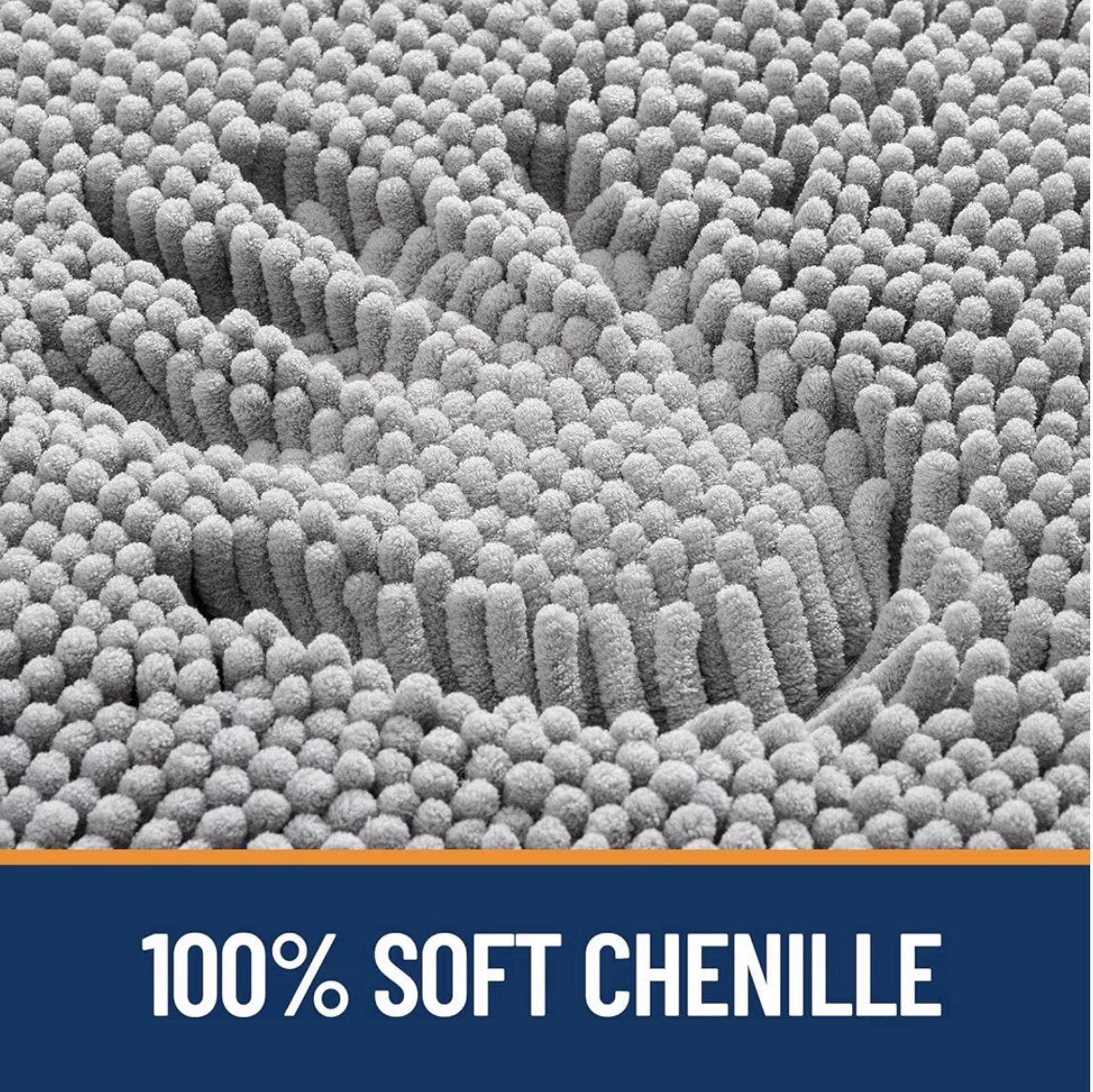 OLANLY Gray Chenille Rectangular Bath Mat Rug, Solid, Machine Wash Tumble Dry gallery