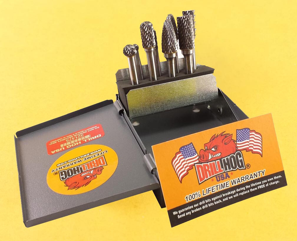 8 Pc Double Cut Carbide Burr Set Tungsten Drill Hog® Lifetime Warranty gallery