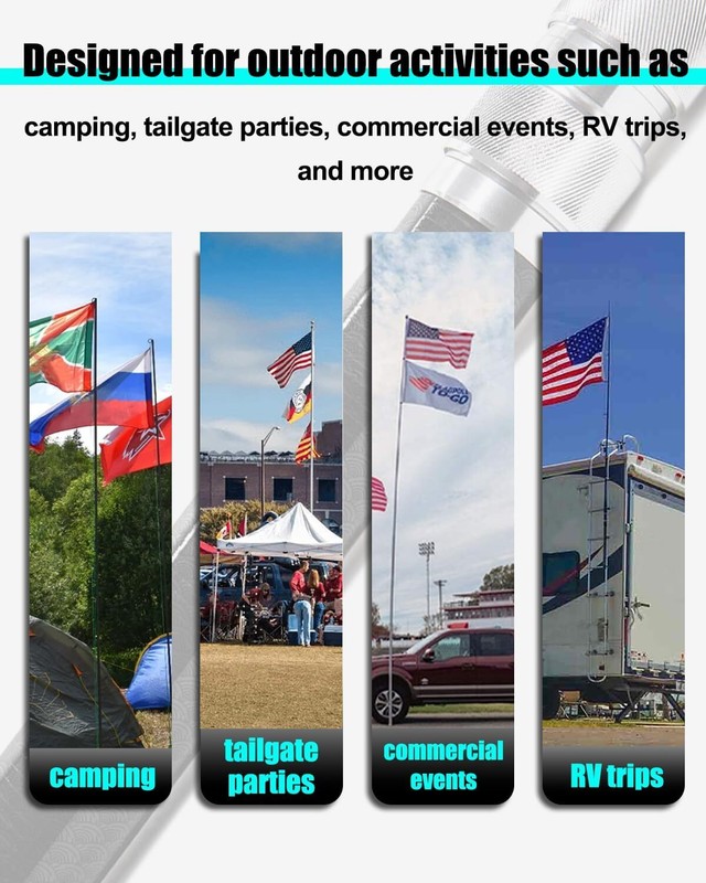Telescoping Flagpole with Tire Mount - 20ft Carbon Fiber RV Flag Pole Kit gallery