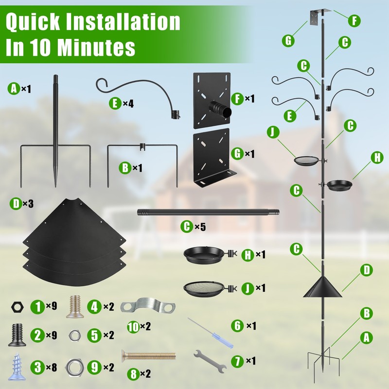 94in Squirrel Proof Bird Feeder Pole Heavy Duty Outdoor Feeding Station gallery