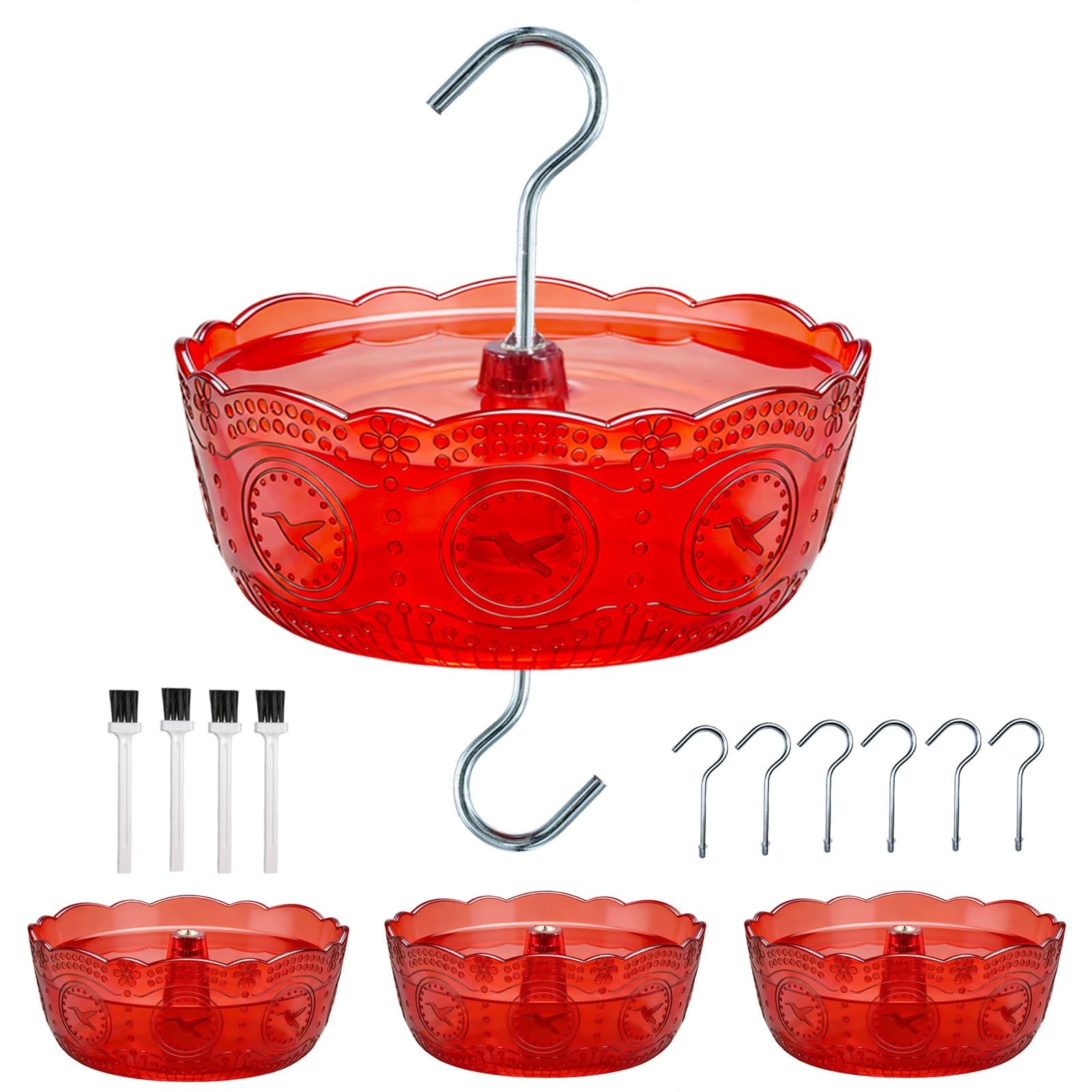 Moinmoly Ant Moat for Hummingbird Feeders 6 OZ, 4 Pack, Red Vintage Ant Guard... gallery