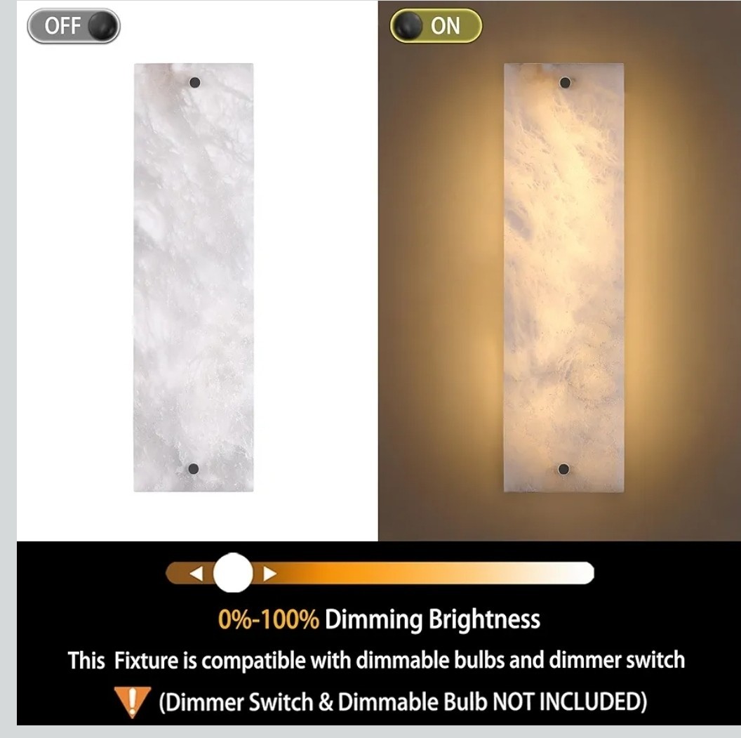 2 Pack 4 Light 19.1" Alabaster Marble Bathroom Wall Sconce Modern Concise Style gallery